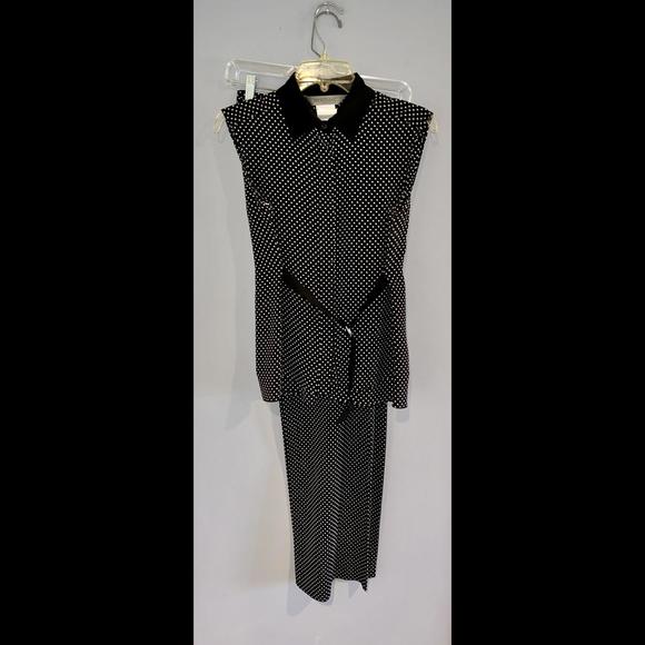 SportMax Black with white Polka Dot Pants & Top Small